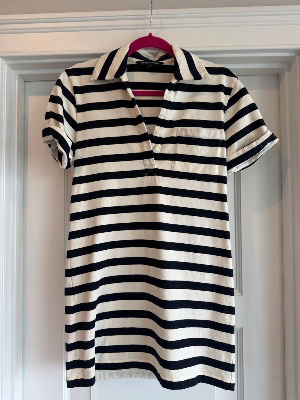 Veronica Beard Navy and White Striped Polo Dress